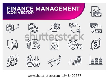 Set of finance management icon. business management pack symbol template for graphic and web design collection logo vector illustration