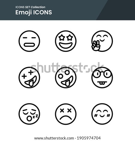 icon set of emoticon hai, sleep, smile  with outline vector style. perfect use for web, app, pattern design.