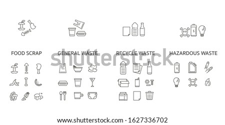 waste collection icon set. thin line design ストックフォト © 