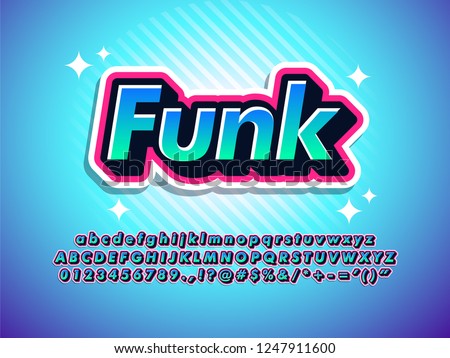 funk sticker text effect cool modern font effect for digital and print poster design, youth outline layered typography.