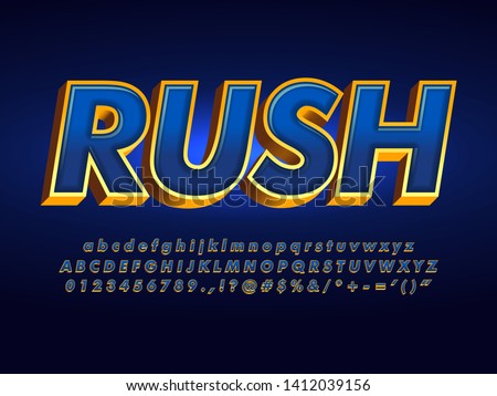 dark metallic blue and gold outline text effect, super stars futuristic and elegant font, luxury blue alphabet with gold extrude outline