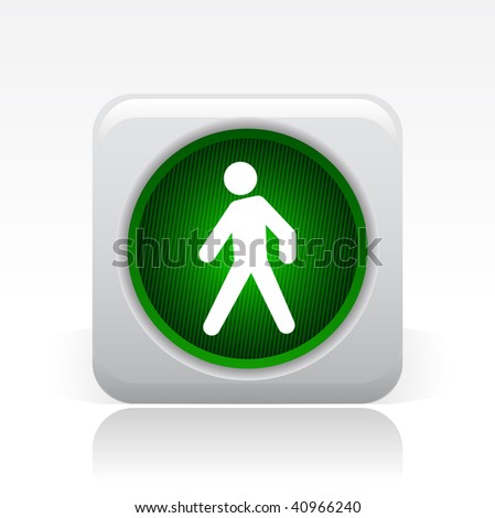 Vector illustration of a beautiful gray icon isolated in a modern style with a reflection effect depicting a pedestrian traffic light