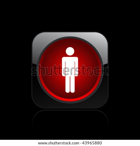 Vector illustration of modern glossy black icon depicting a red pedestrian traffic light