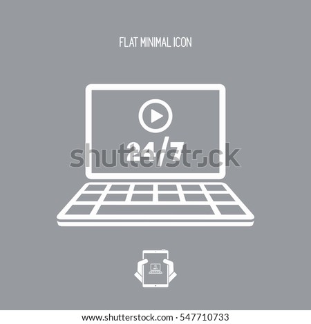 Multimedia service online 24/7 - Vector flat icon