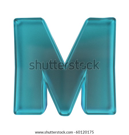 Blue Frost Glass Alphabet Letter M Isolated On White With Alpha Stock ...