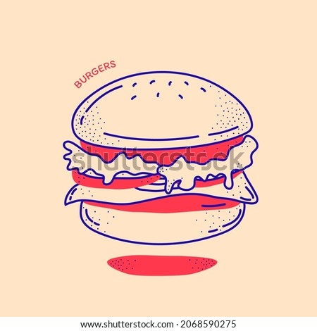 illustration Vector outline Hamburger  Burger.