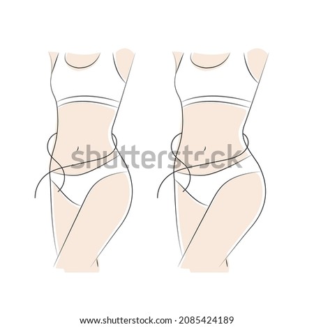illustration outline weight loss. linear icon. waist, waistline