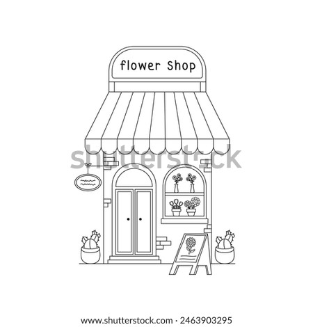 vector illustration. Small business facades flat set with bakery coffee shop. Hand drawn line art illustration.