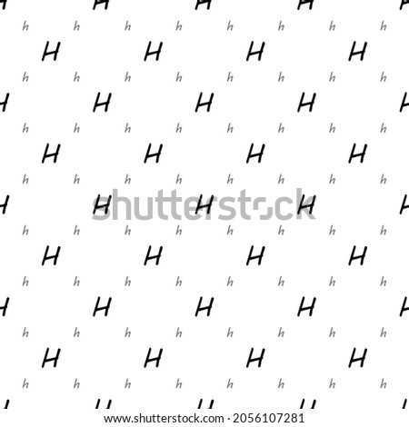 Square seamless background pattern from Font H shapes are different sizes and opacity. The pattern is evenly filled with small font h. Vector illustration on white background
