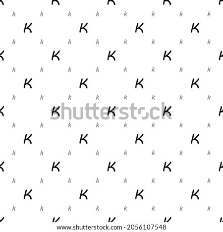 Square seamless background pattern from Font K shapes are different sizes and opacity. The pattern is evenly filled with small font k. Vector illustration on white background