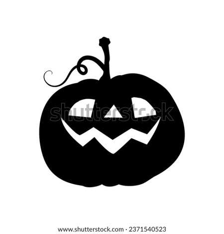 Jack O'Lantern Halloween Decoration. Black Pumpkin Isolated on a White Background. Vector Illustration For Backgrounds, Logos, Stickers, Labels, Tags And Other Design.