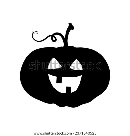 Jack O'Lantern Halloween Decoration. Black Pumpkin Isolated on a White Background. Vector Illustration For Backgrounds, Logos, Stickers, Labels, Tags And Other Design.