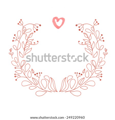 Heart and flower. Flowers in the form of a circle on a white background.