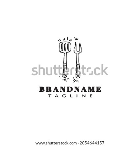 barbecue spatula and fork logo cartoon icon design template black modern isolated vector unique Foto stock © 