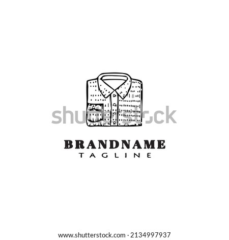 folded shirt logo cartoon icon design template black modern isolated vector illustration