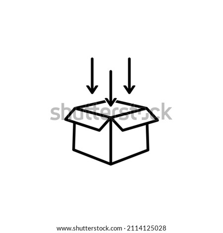 Add parcel box line icon. linear style sign for mobile concept and web design. Cardboard box and arrow outline vector icon. Inbox symbol, logo illustration. Vector graphics