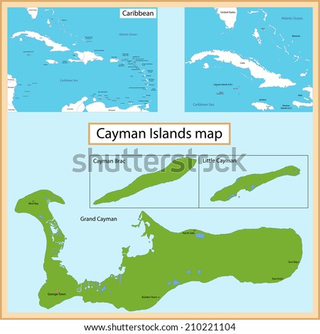 Map of the Cayman Islands islands drawn with high detail and accuracy