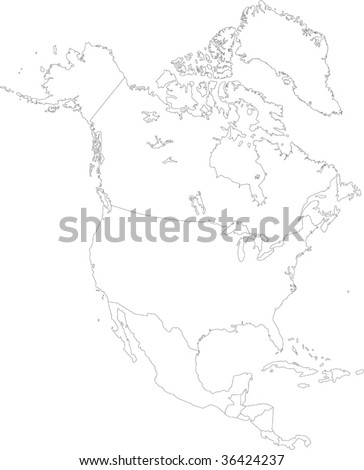 Contour North America Map With Country Borders Stock Vector ...