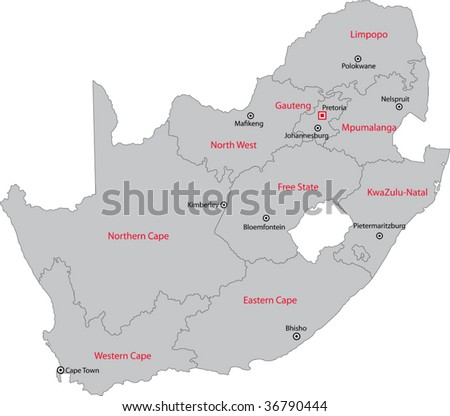 South Africa Map Designed In Illustration With The Provinces And The ...