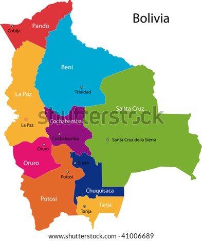 Map Of Administrative Divisions Of Bolivia Stock Vector Illustration ...