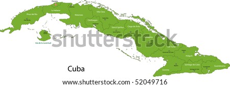 Map Of Cuba With Provinces And Capital Cities Stock Photo 52049716 ...