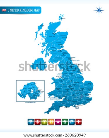 United Kingdom Map with navigation icons