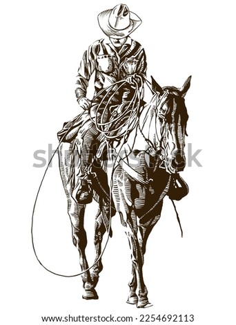 relaxed cowboy riding his horse