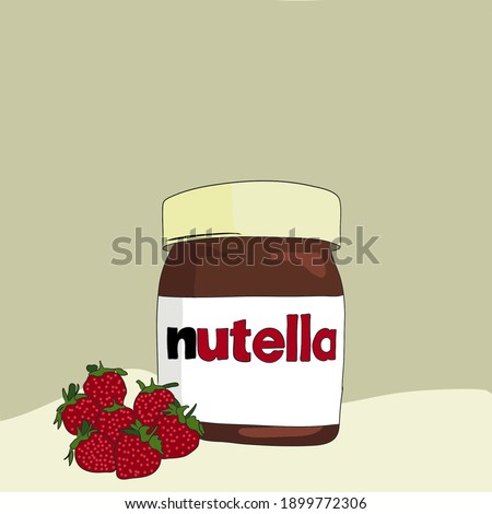 Nutella and strawberries vector background