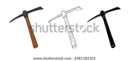 Pickaxe, mining tool vector illustration