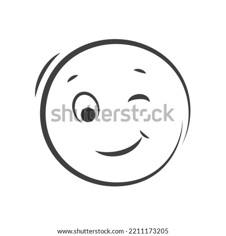 Emoticon icon. Happy winking face Emoji isolated on white background. Vector illustration.