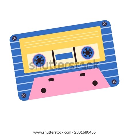 Similar – Image, Stock Photo Compact cassette tapes and cassette recorder. Retro music style. 80s music party. Vintage style. Analog equipment. Stereo sound. Back to the past