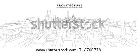 Cityscape Sketch, Vector Sketch. Urban Architecture - Architecture Illustration background.