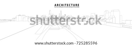 Cityscape Sketch, Vector Sketch. Urban Architecture - Architecture Illustration background.