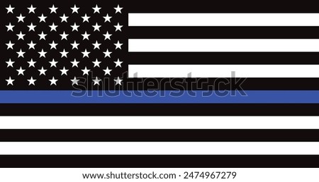 thin blue line american flag, vector graphic design