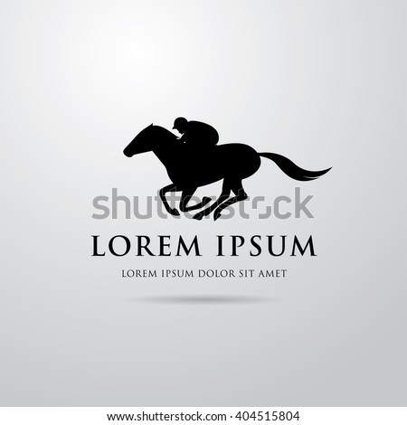 Silhouette of racing horse with jockey. Equestrian sport