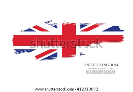British flag made in brush stroke background. Vector Illustration