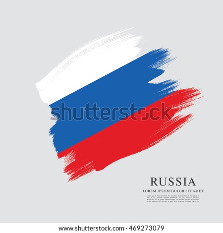 Flag of Russia. Russian flag. Brush stroke background
