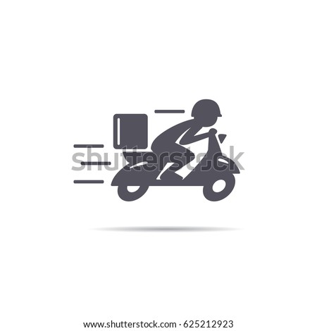 A man is riding a scooter. Delivery icon