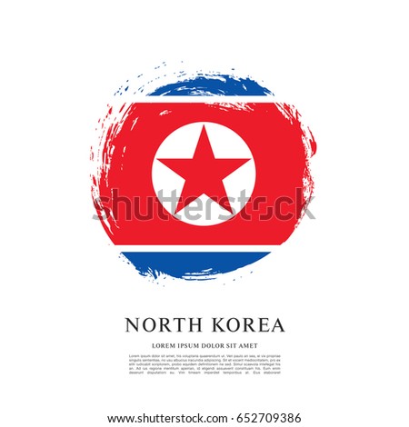 Flag of North Korea, brush stroke background