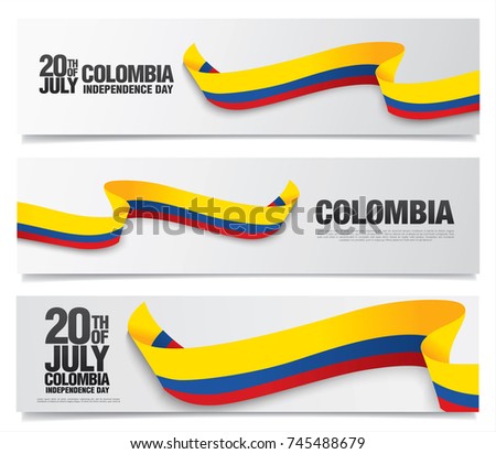 Flag of Colombia, vector illustration, cards layout design