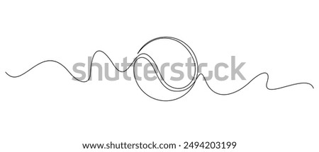 Illustration of a tennis ball in one continuous line art