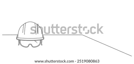 Safety Helmet line art style. Labor element Vector