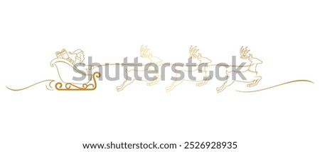 Santa Claus and reindeer sleigh. Christmas vector elements