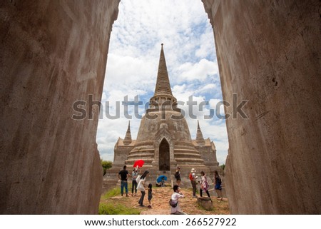 [AYUTTHAYA, THAILAND, JULY 28, 2012] Wat Phra Sri Sanphet, the world heritage. The temple is open to visitors after it was restored due to the major flooding.