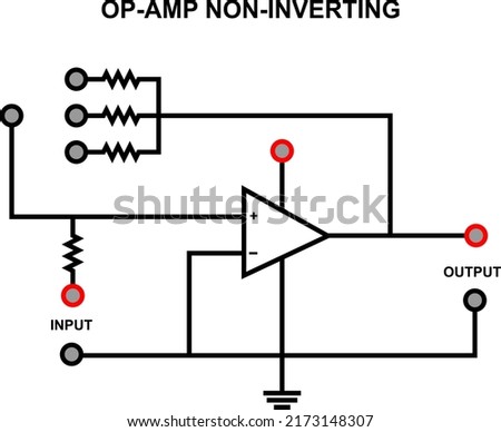 Non Inverting Op-Amp circuit. Suitable for any content about education and technology.