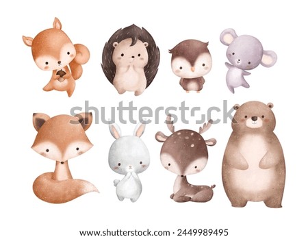 Set of Cute Woodland Animals Illustration