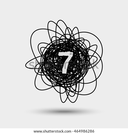 Design element number 7. Abstract vector number seven. Icon with number isolated on gray background. Logo on a black background.