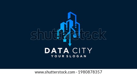 Smart technology city data logo design template