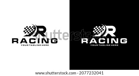 R racing front letter logo design Photo stock © 