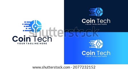 coin technology logo design, digital currency logo